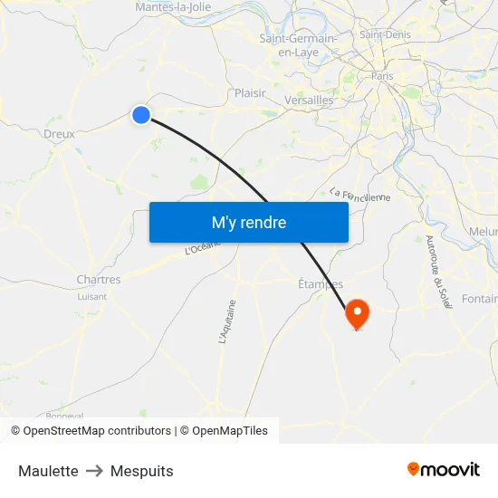 Maulette to Mespuits map
