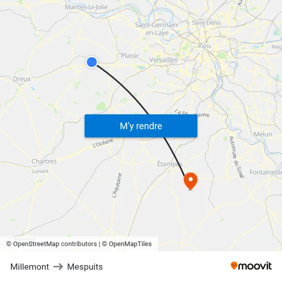 Millemont to Mespuits map