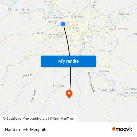 Nanterre to Mespuits map