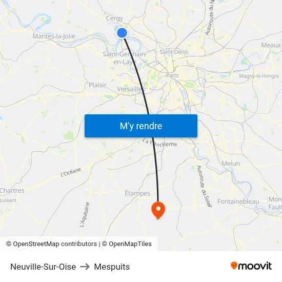 Neuville-Sur-Oise to Mespuits map