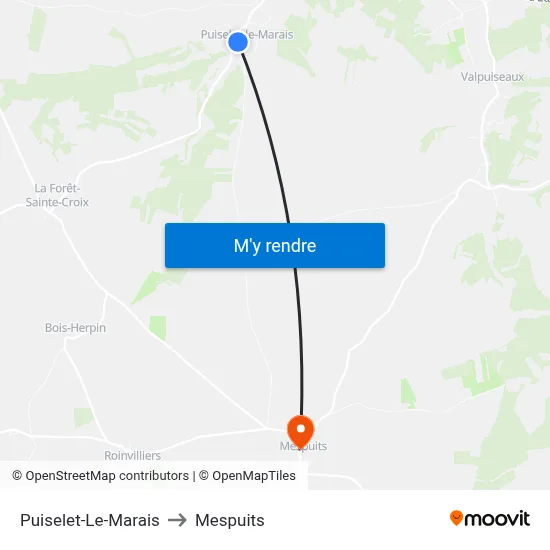 Puiselet-Le-Marais to Mespuits map
