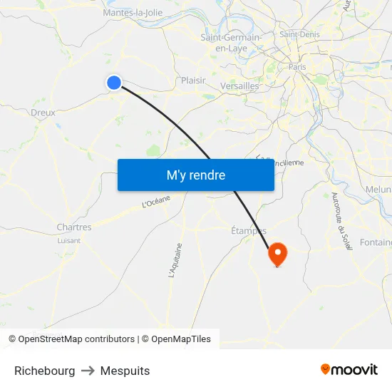 Richebourg to Mespuits map