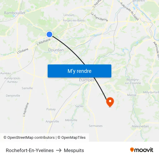 Rochefort-En-Yvelines to Mespuits map