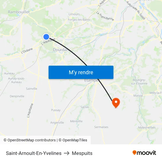 Saint-Arnoult-En-Yvelines to Mespuits map
