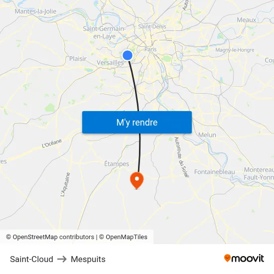 Saint-Cloud to Mespuits map