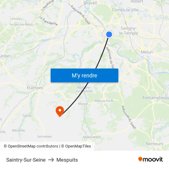 Saintry-Sur-Seine to Mespuits map
