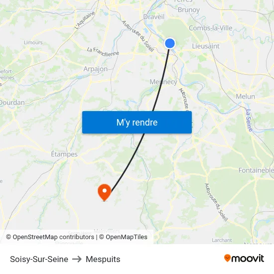 Soisy-Sur-Seine to Mespuits map