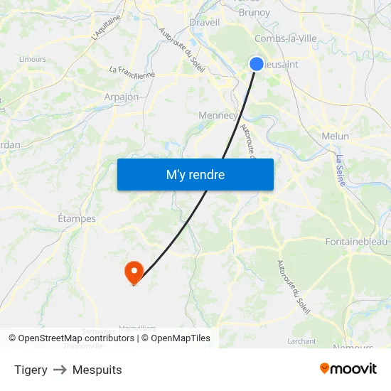 Tigery to Mespuits map
