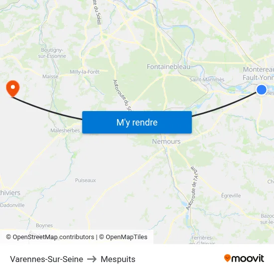 Varennes-Sur-Seine to Mespuits map