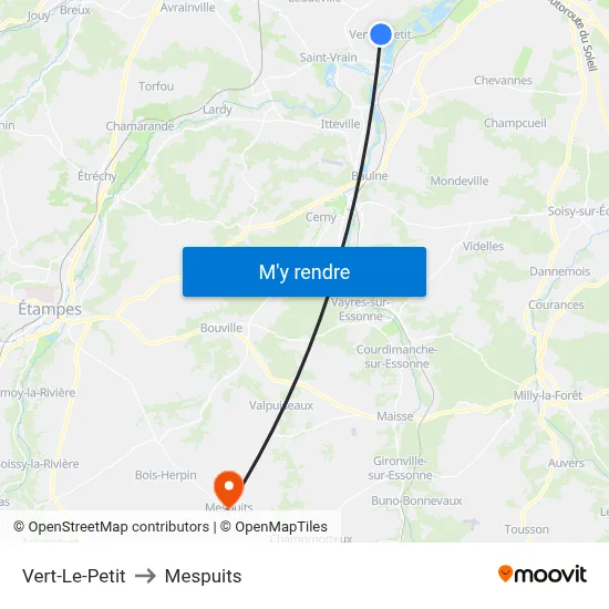 Vert-Le-Petit to Mespuits map