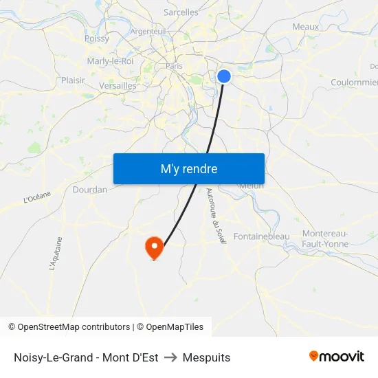 Noisy-Le-Grand - Mont D'Est to Mespuits map