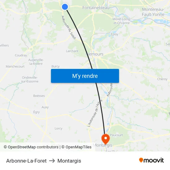 Arbonne-La-Foret to Montargis map