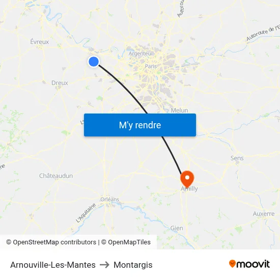 Arnouville-Les-Mantes to Montargis map