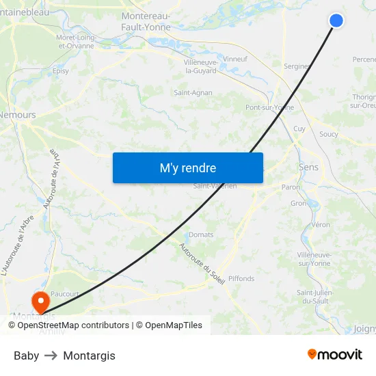 Baby to Montargis map