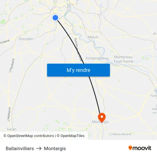 Ballainvilliers to Montargis map