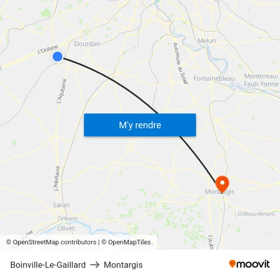 Boinville-Le-Gaillard to Montargis map
