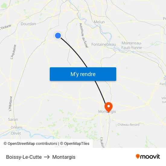 Boissy-Le-Cutte to Montargis map