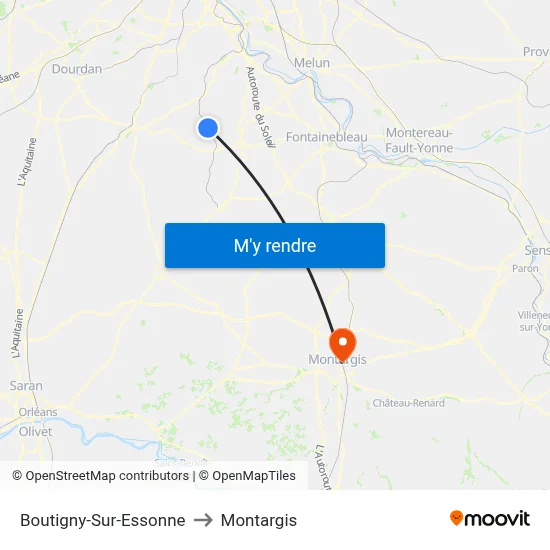 Boutigny-Sur-Essonne to Montargis map