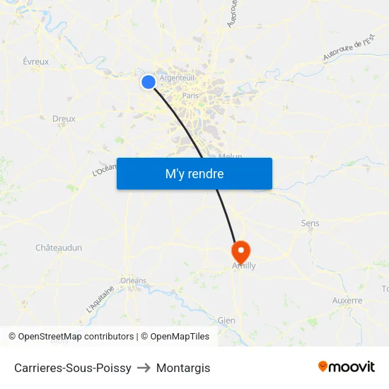 Carrieres-Sous-Poissy to Montargis map