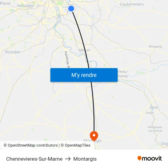 Chennevieres-Sur-Marne to Montargis map