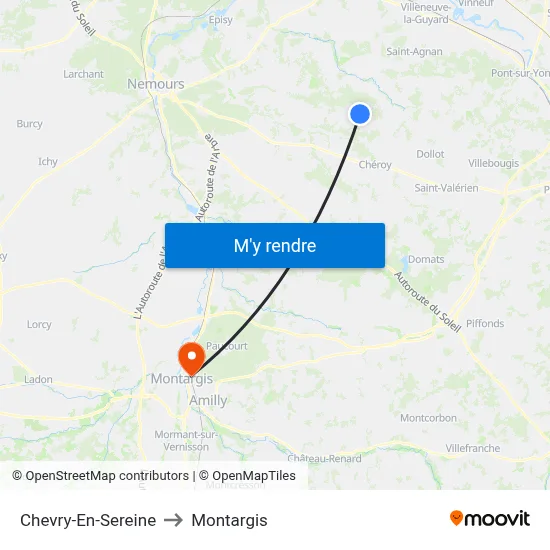 Chevry-En-Sereine to Montargis map