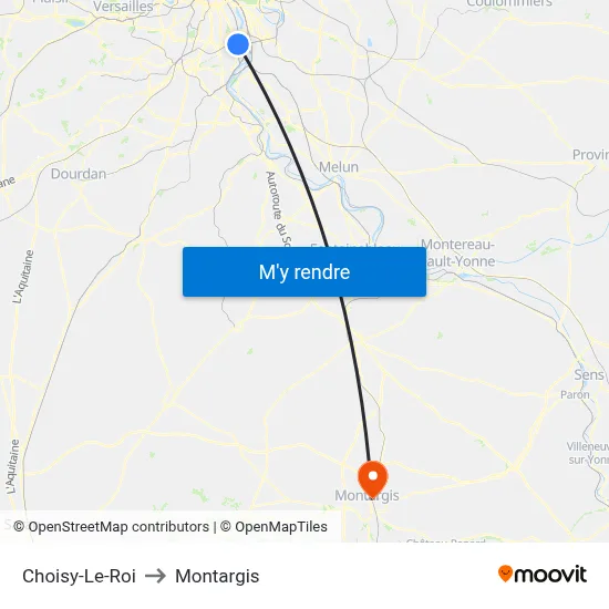 Choisy-Le-Roi to Montargis map
