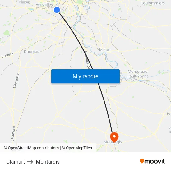 Clamart to Montargis map