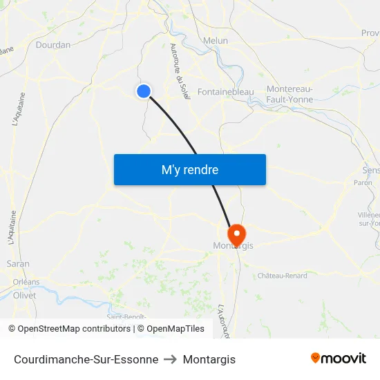 Courdimanche-Sur-Essonne to Montargis map