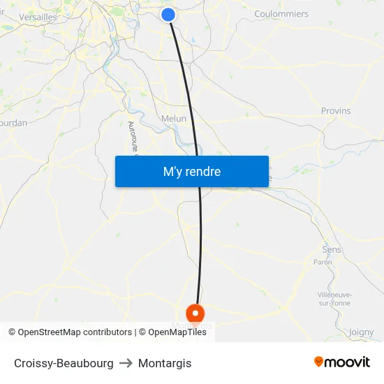 Croissy-Beaubourg to Montargis map