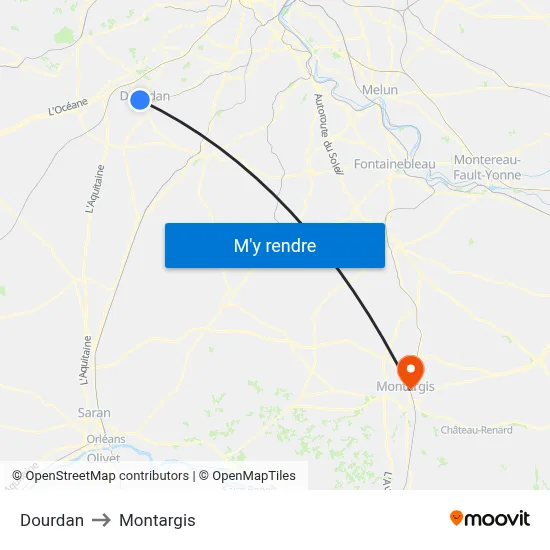 Dourdan to Montargis map