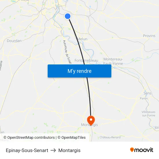 Epinay-Sous-Senart to Montargis map