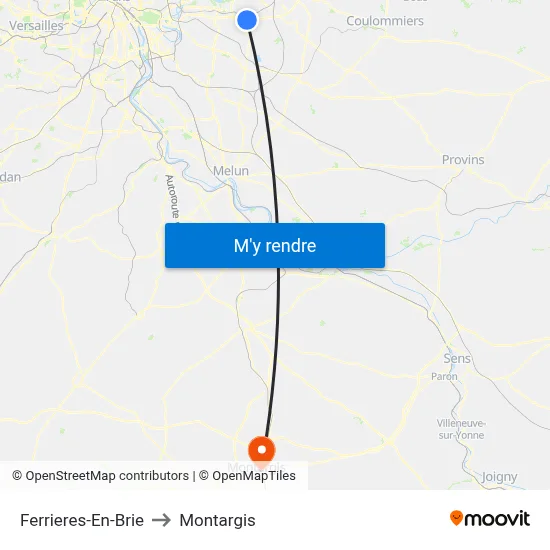 Ferrieres-En-Brie to Montargis map