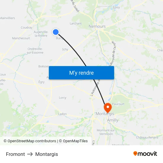 Fromont to Montargis map