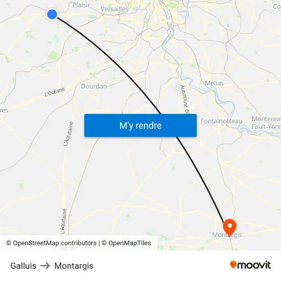 Galluis to Montargis map