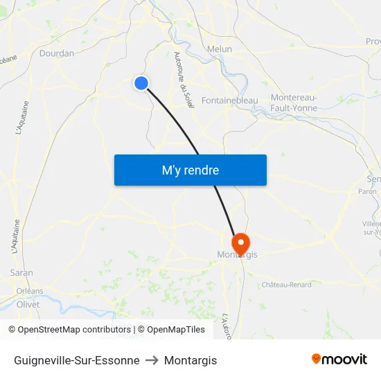 Guigneville-Sur-Essonne to Montargis map