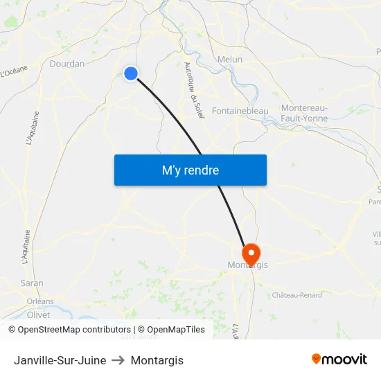 Janville-Sur-Juine to Montargis map