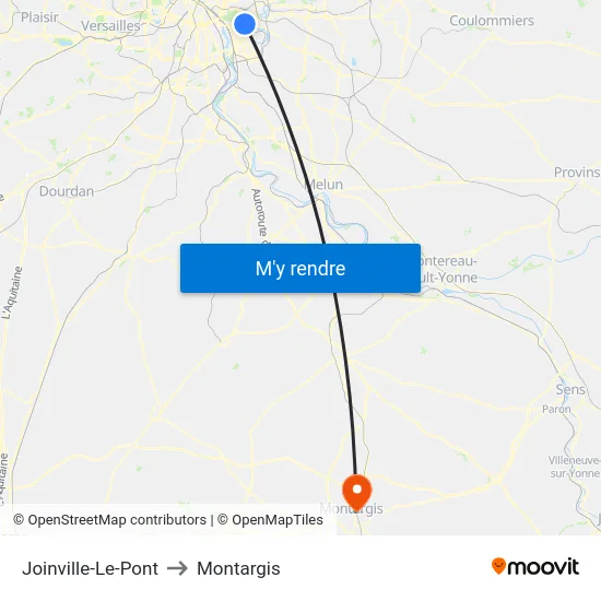 Joinville-Le-Pont to Montargis map
