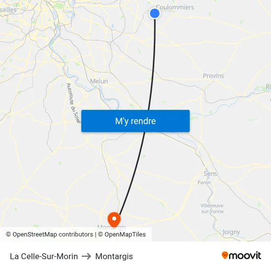 La Celle-Sur-Morin to Montargis map