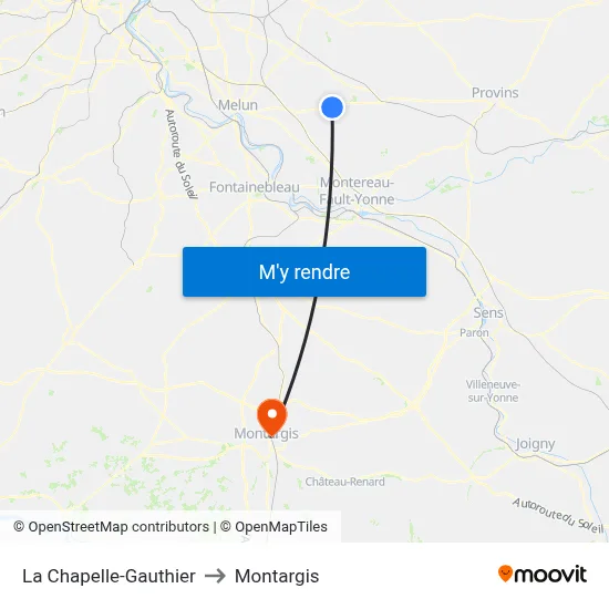 La Chapelle-Gauthier to Montargis map