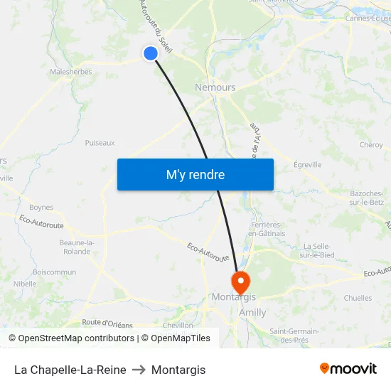 La Chapelle-La-Reine to Montargis map