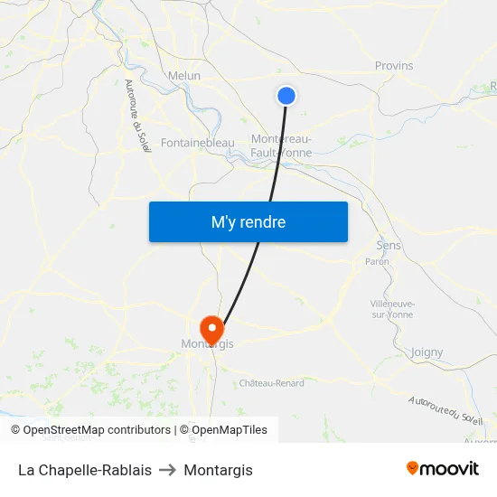 La Chapelle-Rablais to Montargis map