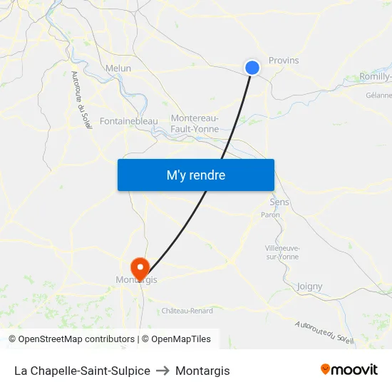 La Chapelle-Saint-Sulpice to Montargis map