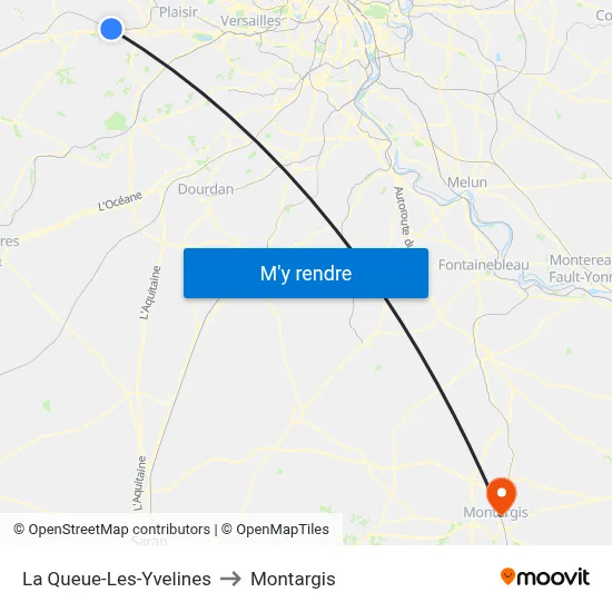 La Queue-Les-Yvelines to Montargis map