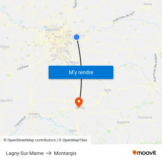 Lagny-Sur-Marne to Montargis map