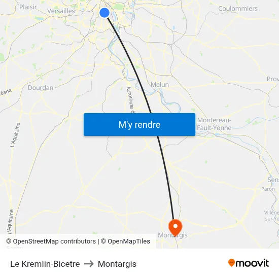 Le Kremlin-Bicetre to Montargis map