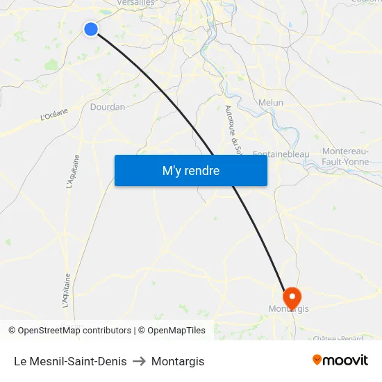 Le Mesnil-Saint-Denis to Montargis map