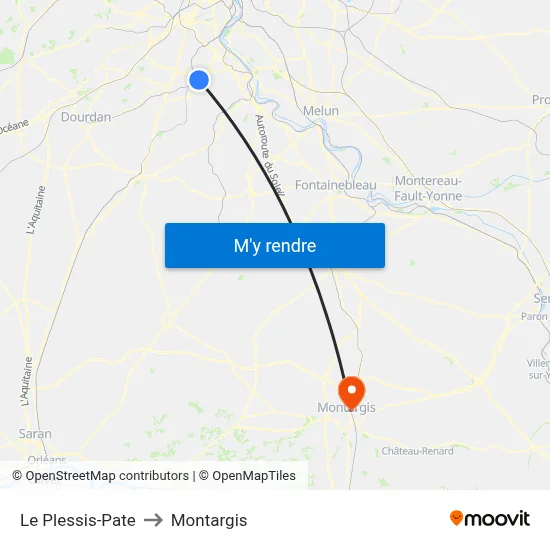 Le Plessis-Pate to Montargis map