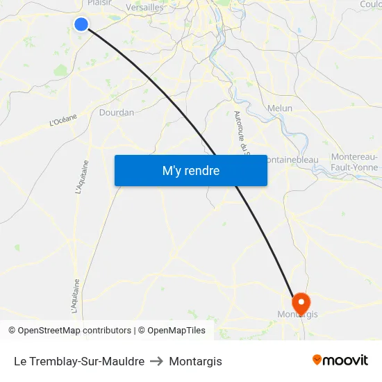 Le Tremblay-Sur-Mauldre to Montargis map