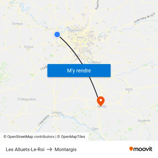 Les Alluets-Le-Roi to Montargis map