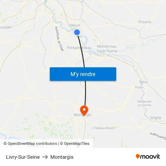 Livry-Sur-Seine to Montargis map